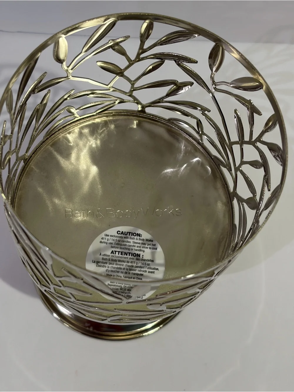 Bath & Body Works Silver Leaf Cutout Pedestal Candle Holder